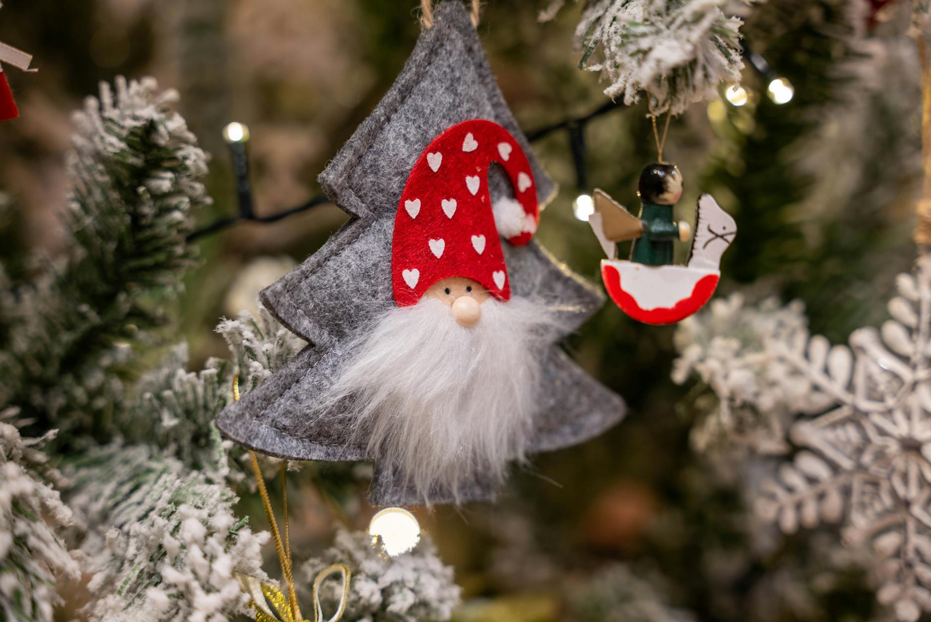 close up shot of christmas ornaments